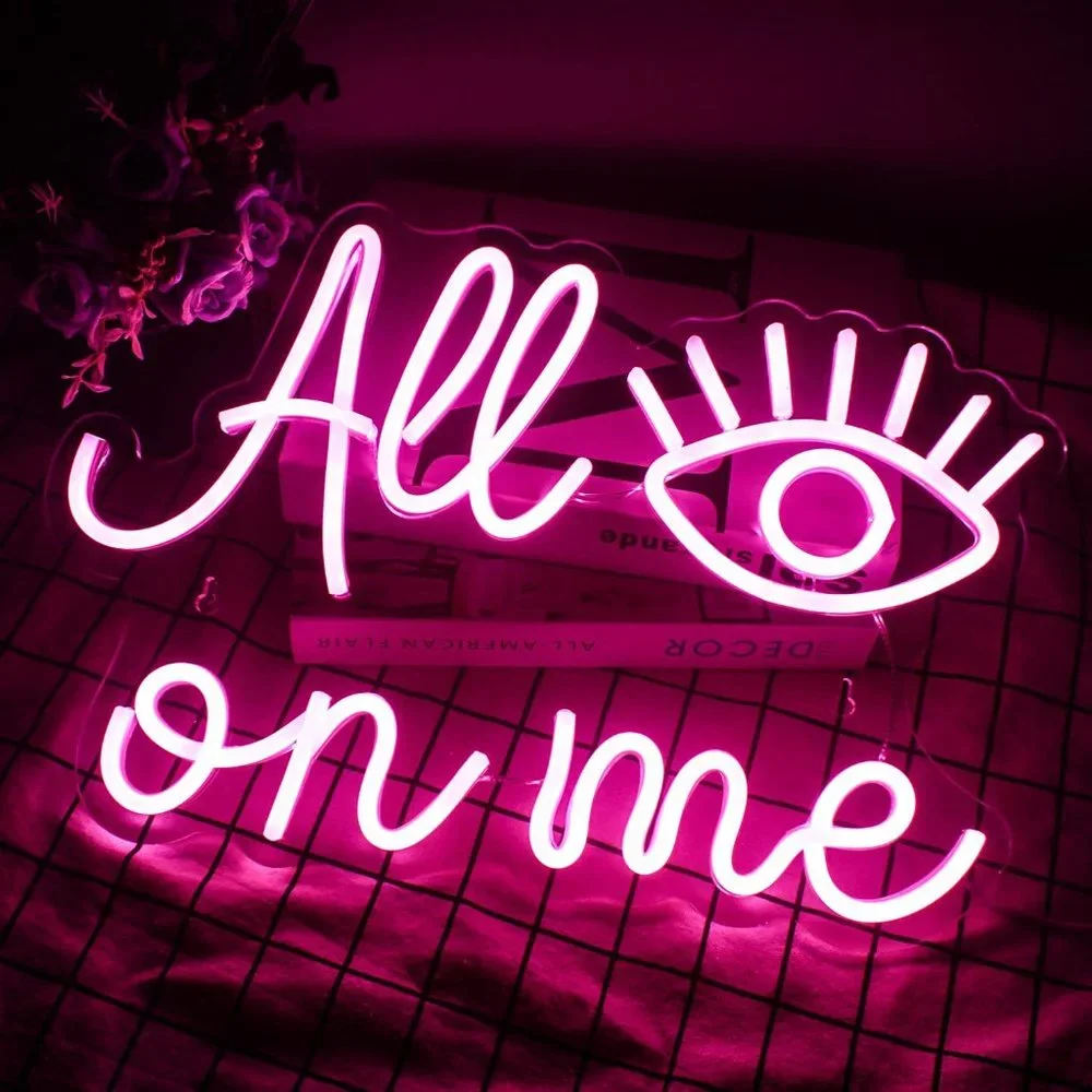 All Eyes On Me Evil Eye Greek Spiritual Cute Pink Neon Light LED Wall Decor Dorm